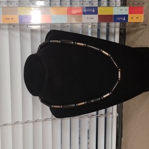 Black and silver bead choker and black crystal necklace